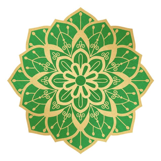Wallstickers mandalas Mandala Flower Pattern Gold Green
