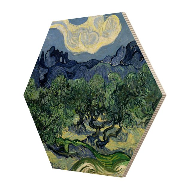 Prints på træ landskaber Vincent Van Gogh - Olive Trees