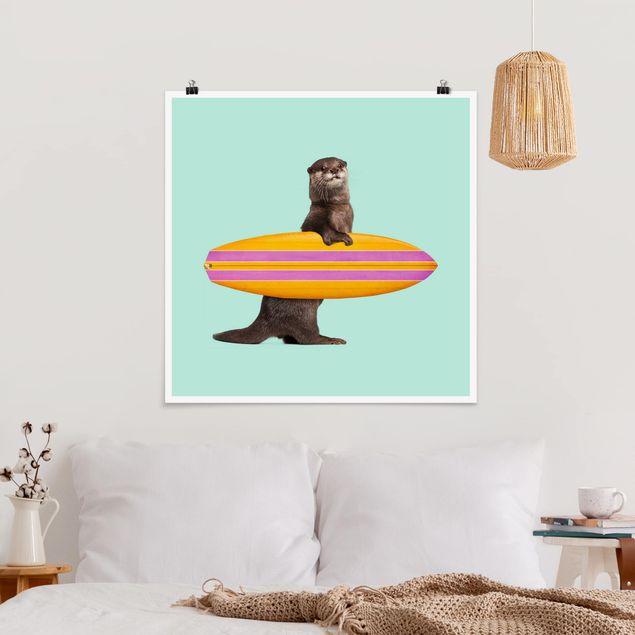 Børneværelse deco Otter With Surfboard