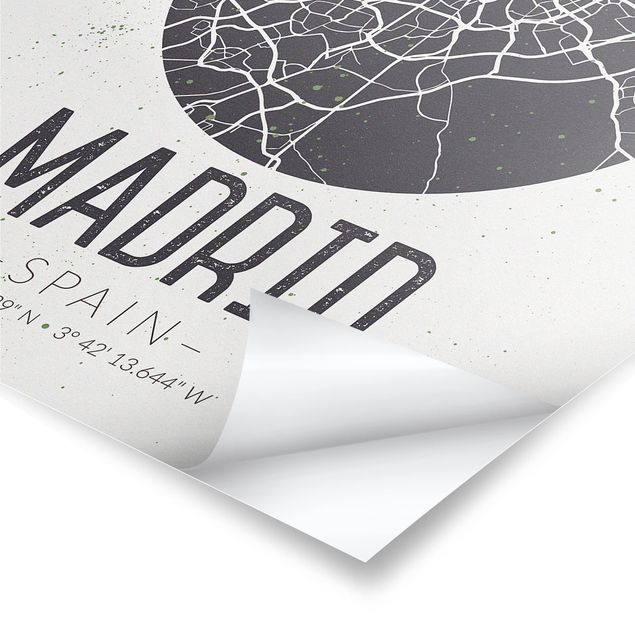 Billeder Madrid City Map - Retro