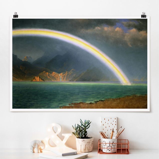 køkken dekorationer Albert Bierstadt - Rainbow over the Jenny Lake, Wyoming