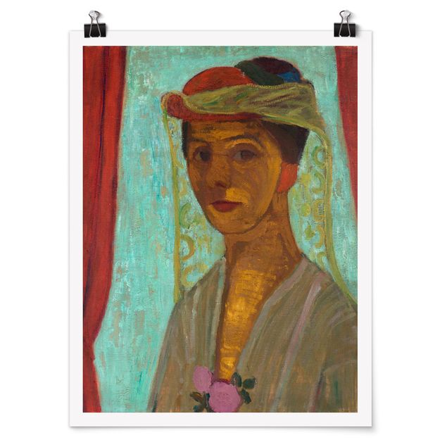 Plakater kunsttryk Paula Modersohn-Becker - Self-Portrait with a Hat and Veil