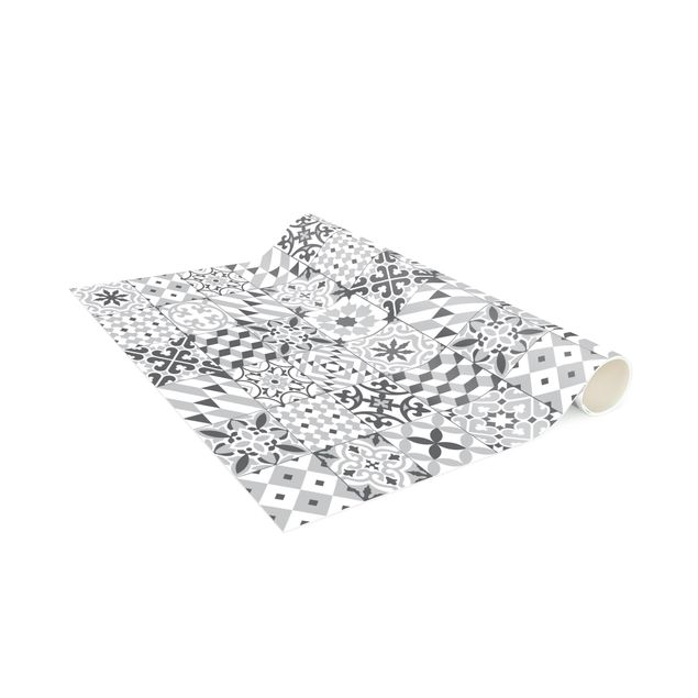Tæpper fliselook Geometrical Tile Mix Grey