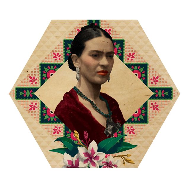 Sekskantede billeder Frida Kahlo - Flowers And Geometry