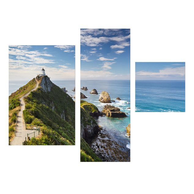 Billeder landskaber Nugget Point Lighthouse And Sea New Zealand