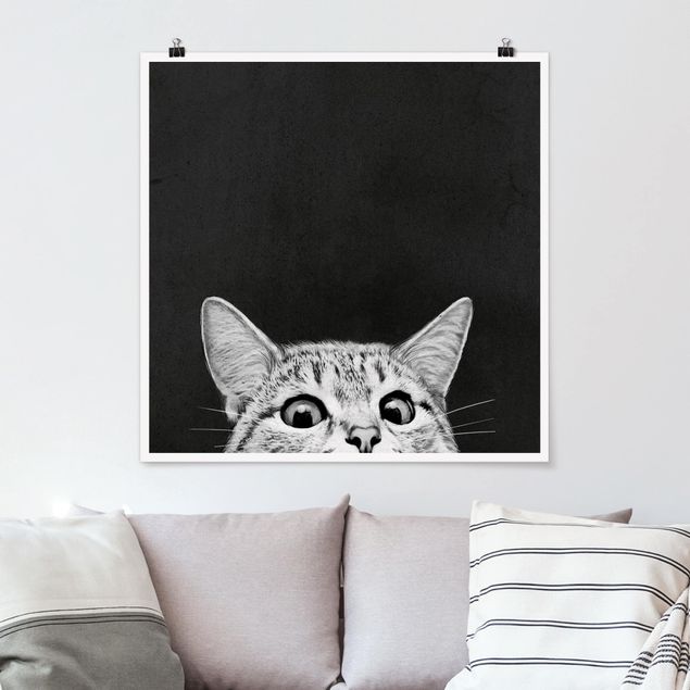 Børneværelse deco Illustration Cat Black And White Drawing