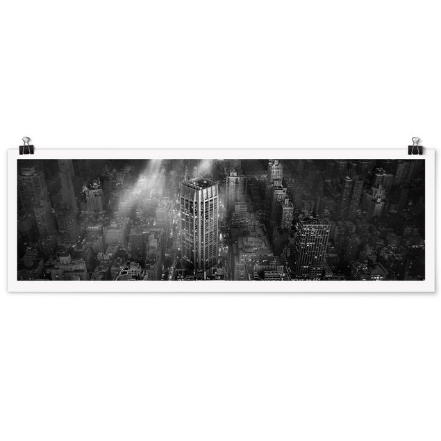 Plakater sort og hvid Sunlight Over New York City