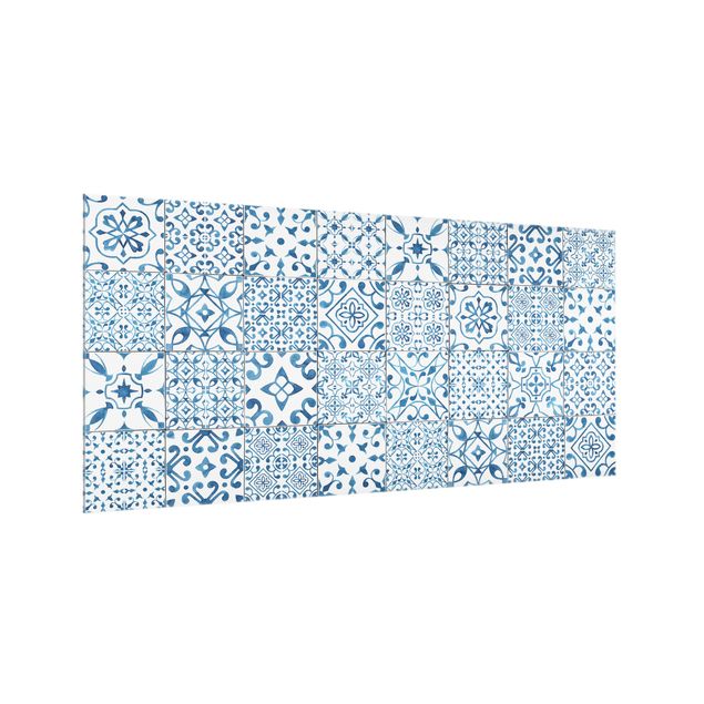 Stænkplader glas Pattern Tiles Blue White