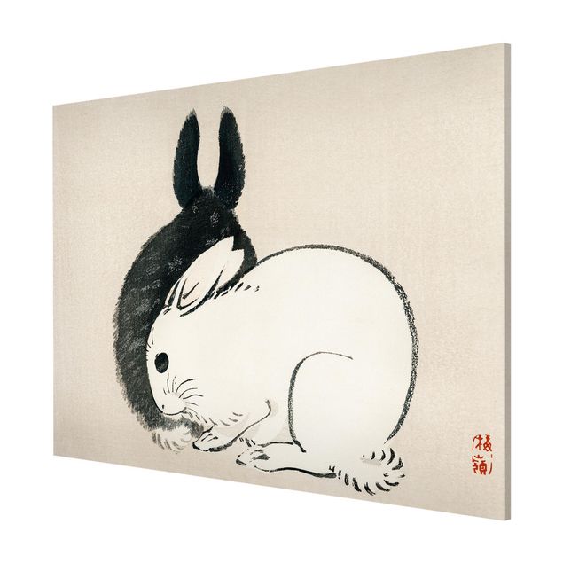 Billeder retro Asian Vintage Drawing Two Bunnies