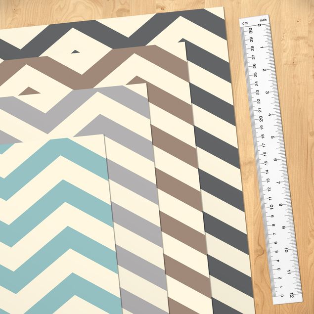 Møbelfolier skabe Modern Zigzag Stripe Pattern In 4 Homely Colours