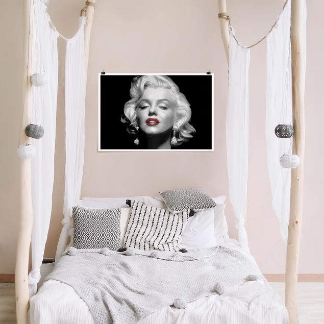 Plakater vintage Marilyn With Red Lips