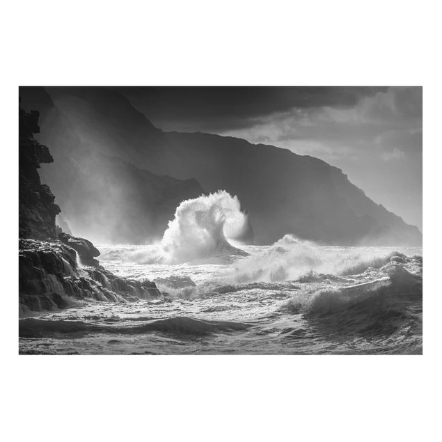 Billeder landskaber Raging Waves Black And White