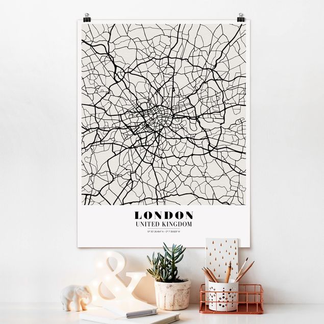 køkken dekorationer London City Map - Classic