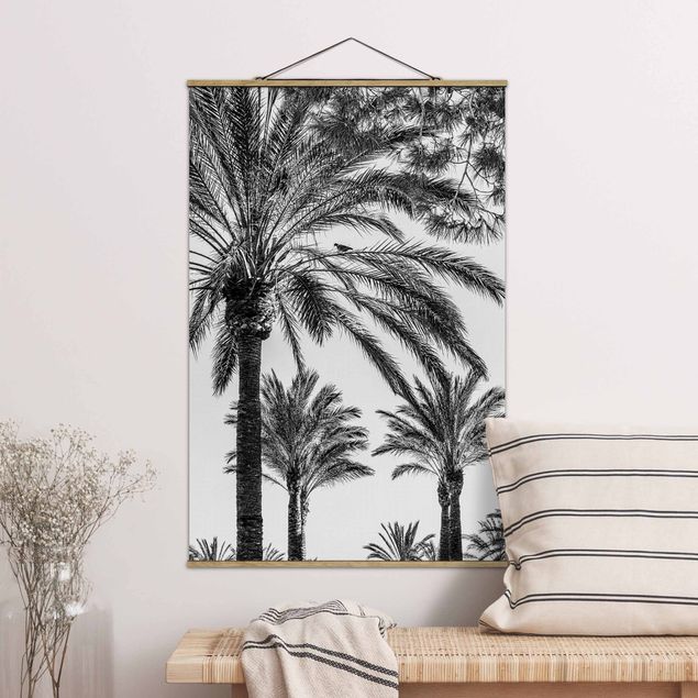 køkken dekorationer Palm Trees At Sunset Black And White