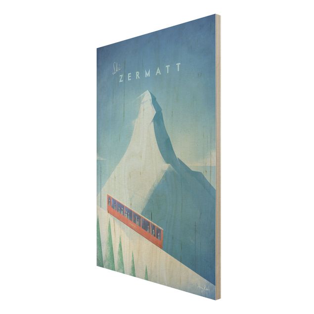 Prints på træ vintage Travel Poster - Zermatt