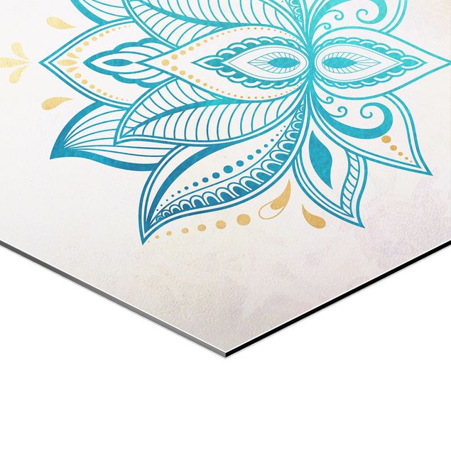 Billeder Mandala Lotus Set Gold Blue
