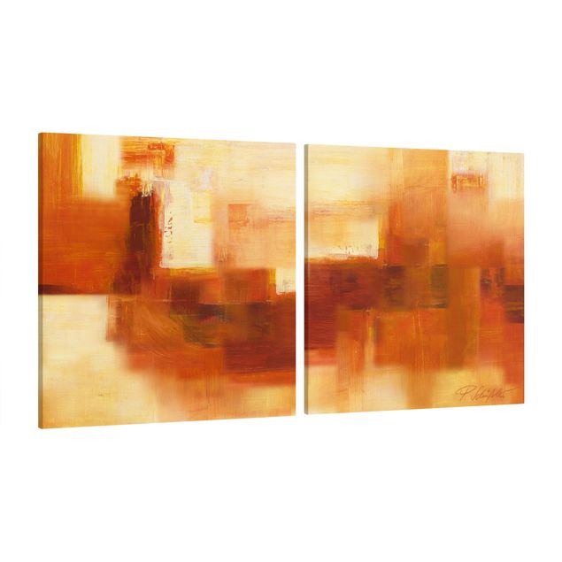 Billeder på lærred abstrakt Composition In Orange And Brown