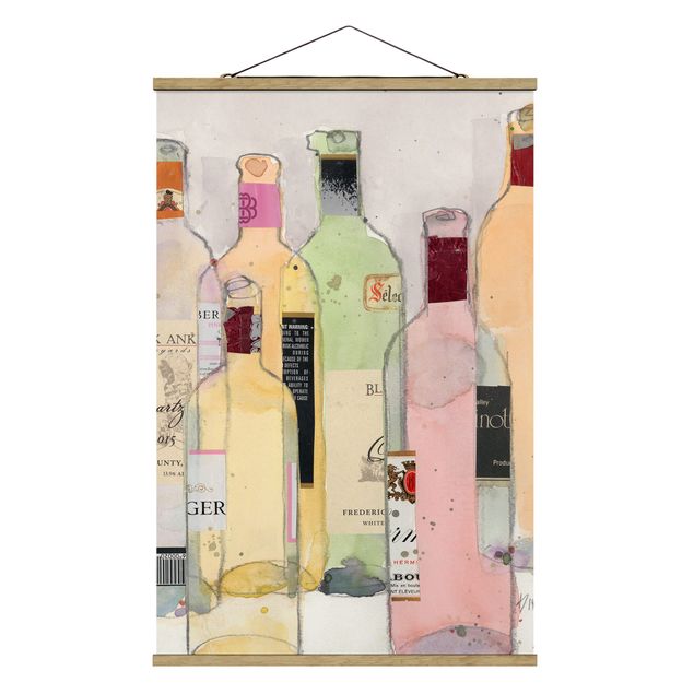 Stofbilleder Wine Bottles In Watercolour I