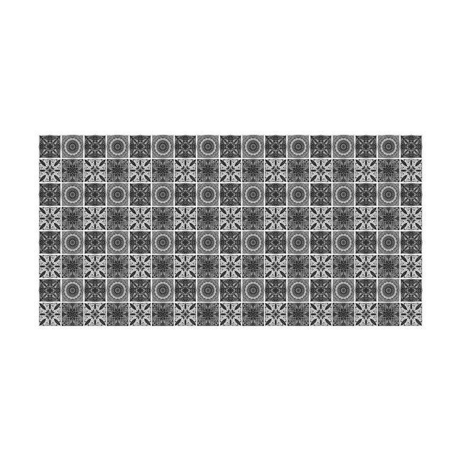 moderne gulvtæppe Oriental Mandala Pattern Mix In Black With Glitter Look