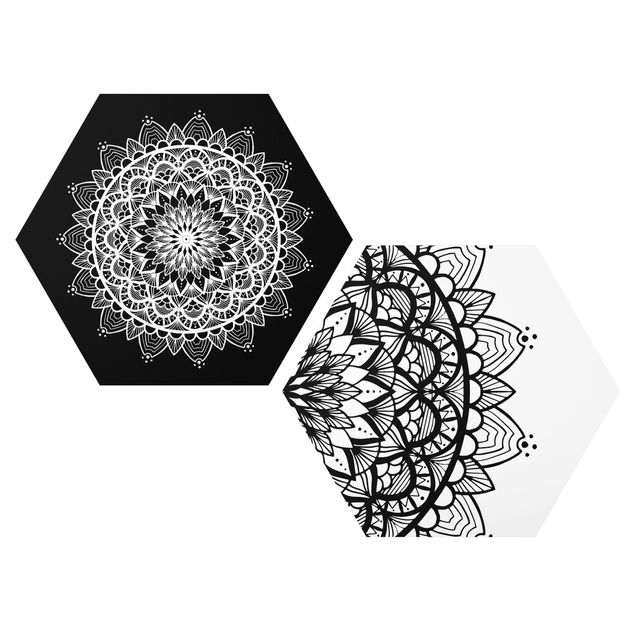 Billeder spirituelt Mandala Illustration Shabby Set Black White