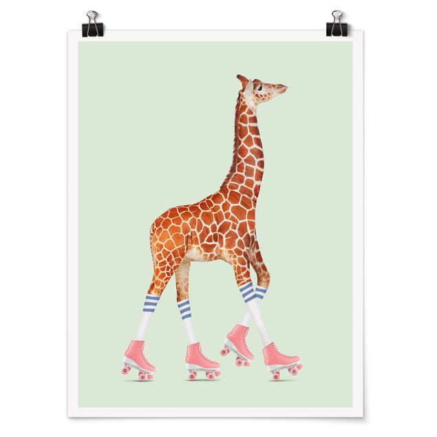 Plakater kunsttryk Giraffe With Roller Skates