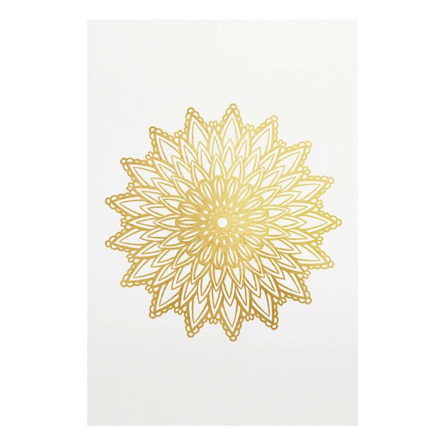 Billeder Mandala Sun Illustration White Gold