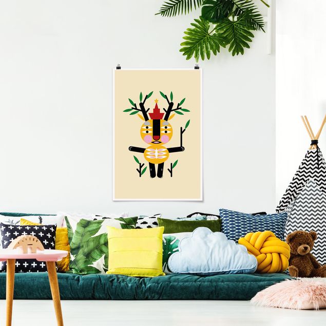 Plakater kunsttryk Collage Ethno Monster - Deer