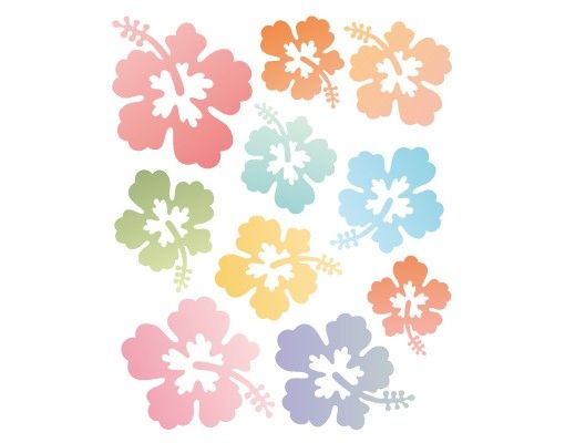 Wallstickers kære No.547 Hibiscus Flowers In Pastells
