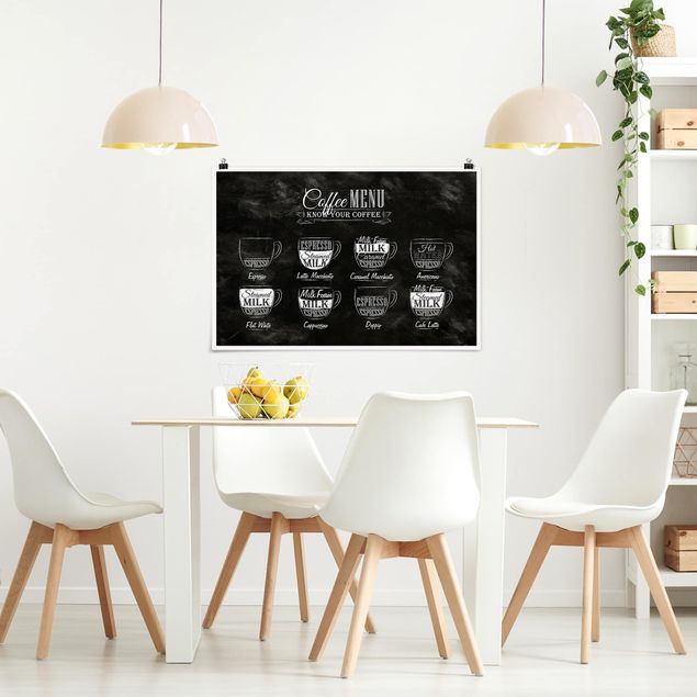 Plakater sort og hvid Coffee Varieties Chalkboard