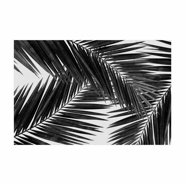 Sort hvid tæppe View Through Palm Leaves Black And White