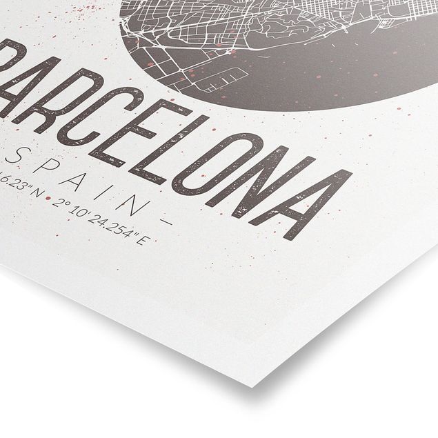 Billeder brun Barcelona City Map - Retro