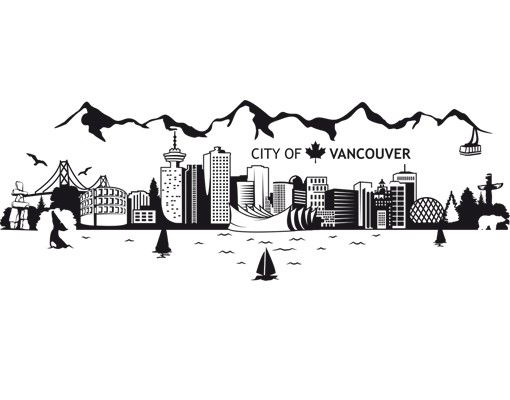 Wallstickers navne på byer No.JS3 Vancouver Skyline