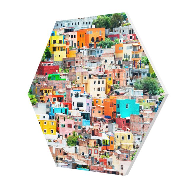 Billeder Coloured Houses Front Guanajuato