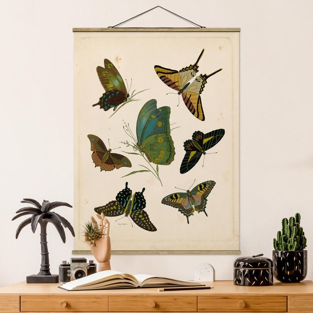 køkken dekorationer Vintage Illustration Exotic Butterflies