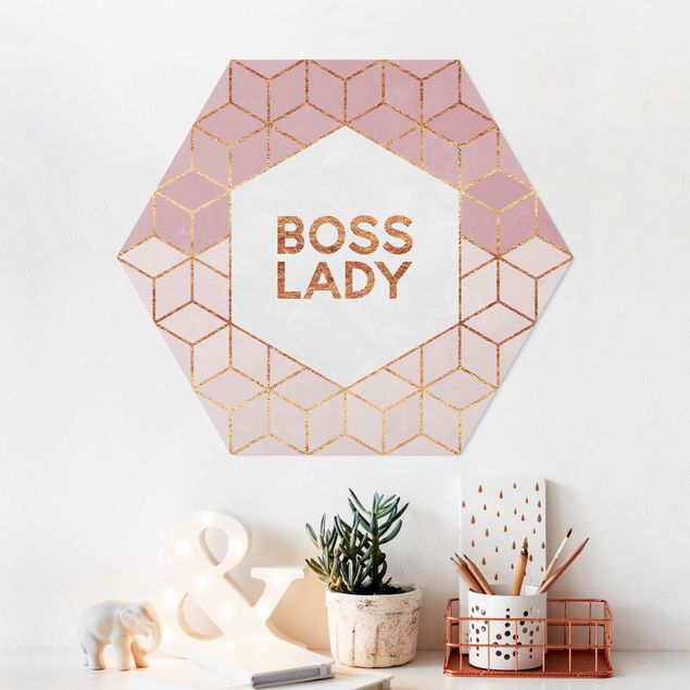 køkken dekorationer Boss Lady Hexagons Pink