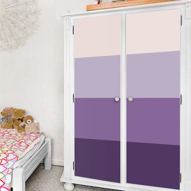 Selvklæbende folier væg 3 Violet Stripes Flower Colours & Light Contrast Colours