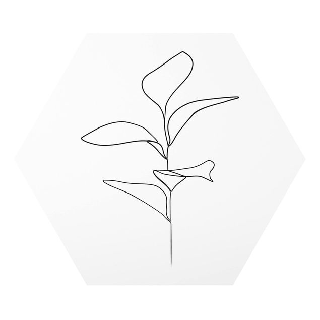 Billeder kunsttryk Line Art Plant Leaves Black And White