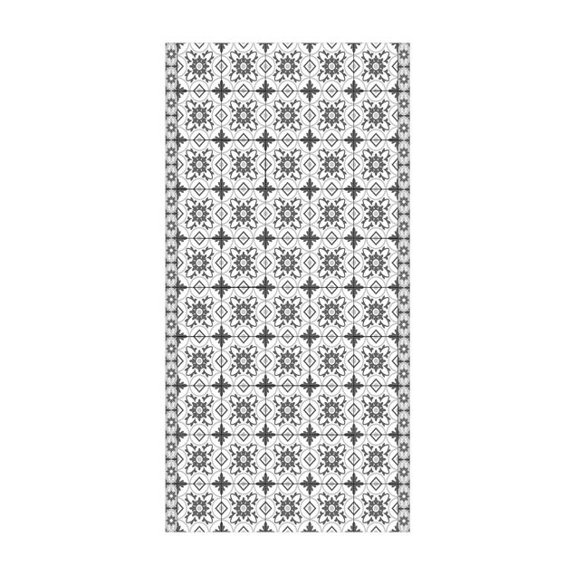 moderne tæppe Geometrical Tile Mix Flower Grey