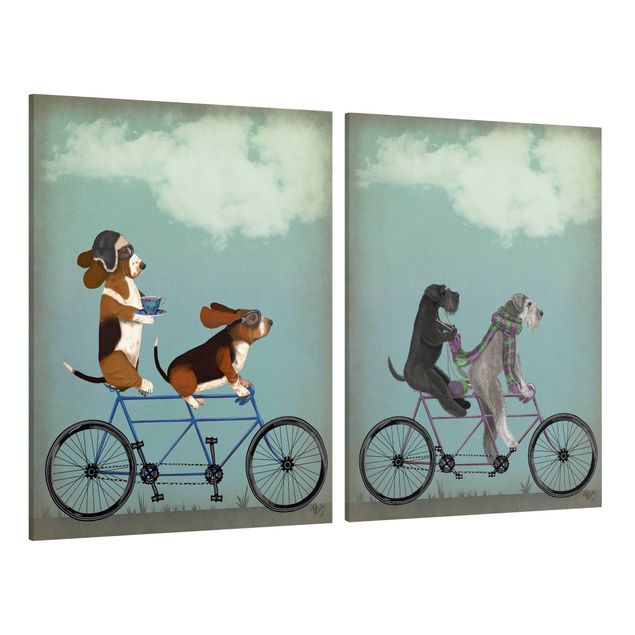 Billeder hunde Cycling - Bassets And Schnauzer Tandem Set II