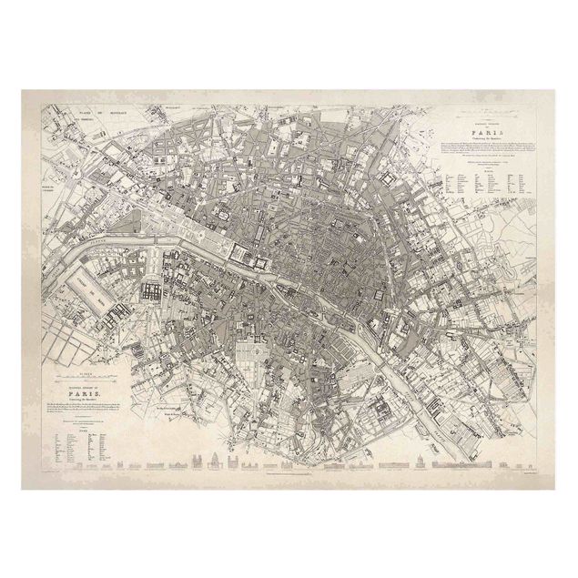 Billeder Paris Vintage Map Paris
