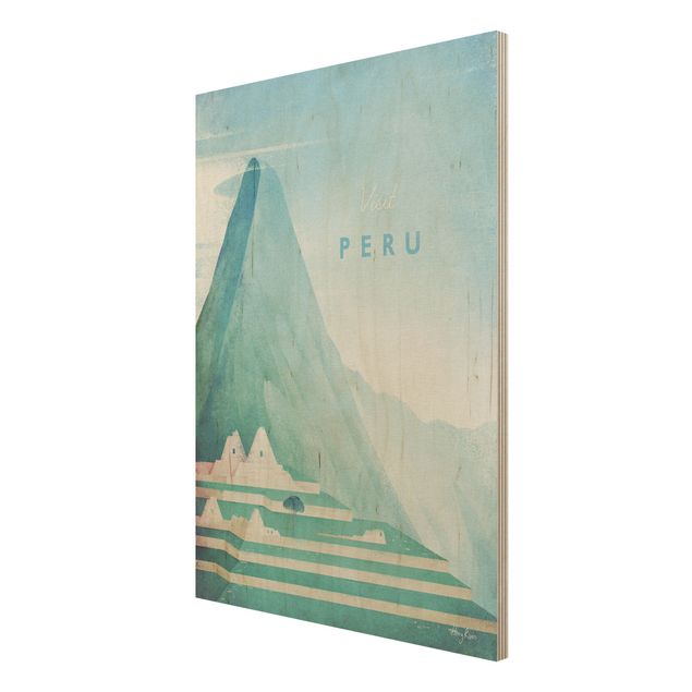 Prints på træ vintage Travel Poster - Peru