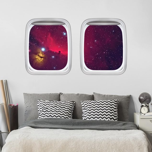 Wallstickers rummet Aircraft Window Colourful Galaxy