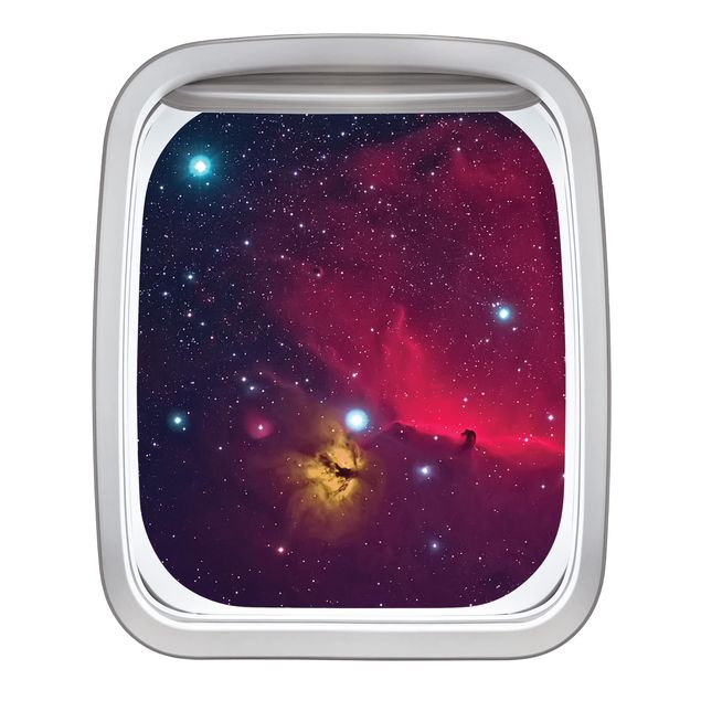 Wallstickers 3D Aircraft Window Colourful Galaxy