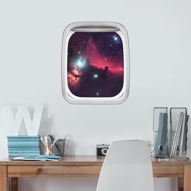 Wallstickers heste Aircraft Window Horse In Space