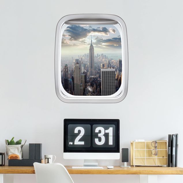 Wallstickers metropolises Aircraft Window Sunrise In New York