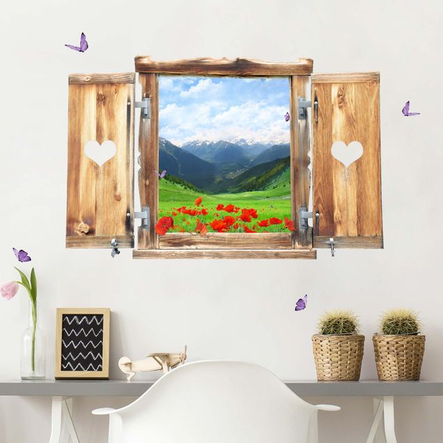 køkken dekorationer Window With Heart Alpine Meadow