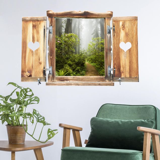 køkken dekorationer Misty Window With Heart Forest Path