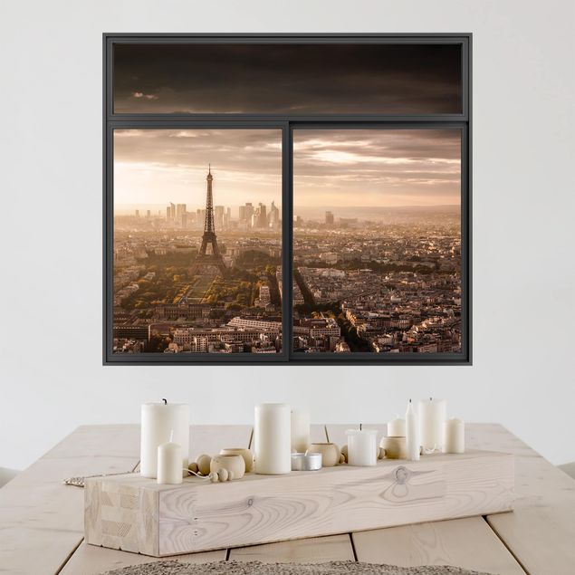 Wallstickers metropolises Window Black  Great View Of Paris