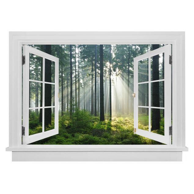 Wallstickers 3D Open Window Enlightened Forest