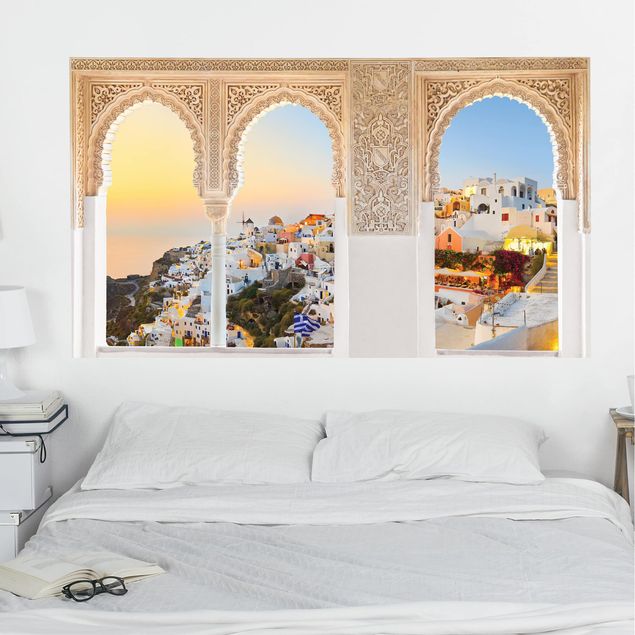 Wallstickers metropolises Decorated Window Bright Santorini
